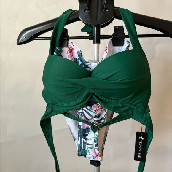 High Waisted Twist Front Push Up Bikini Set Criss Cross Push Up Bikini - Picture 8 of 8